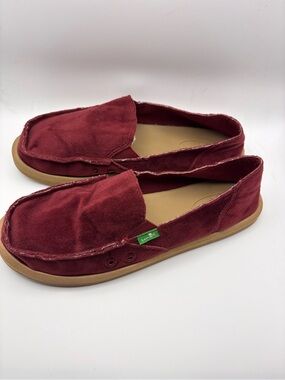 Sanuk Crimson Velvet Hemp Slip-Ons Women's Size 7